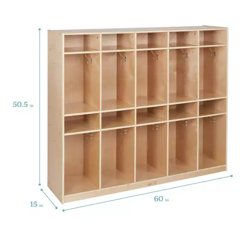 ECR4Kids Vestiaire de rangement à 10 sections et 10 bacs format lettre avec couvercles, mobilier pour enfants