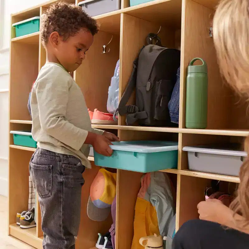 ECR4Kids Vestiaire de rangement à 10 sections et 10 bacs format lettre avec couvercles, mobilier pour enfants