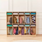 ECR4Kids Vestiaire de rangement à 10 sections et 10 bacs format lettre avec couvercles, mobilier pour enfants