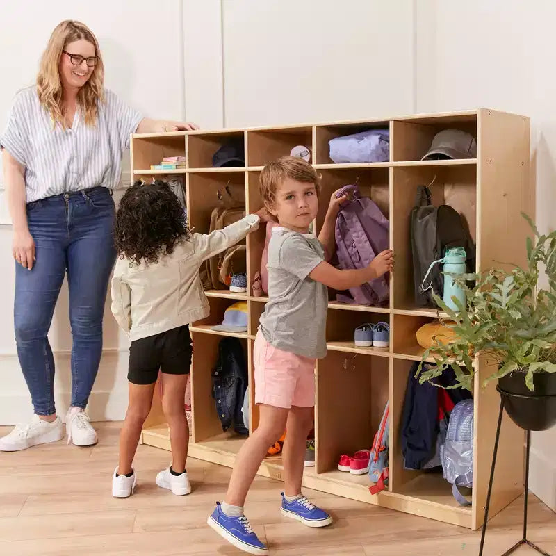 ECR4Kids Vestiaire de rangement à 10 sections et 10 bacs format lettre avec couvercles, mobilier pour enfants