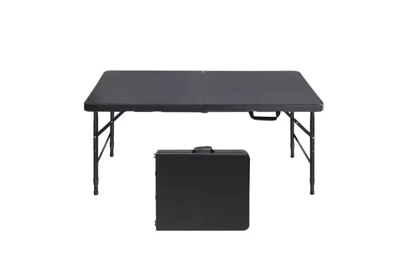 Folding Table 4FT, Heavy Duty Portable Plastic Folding Table with Handle, Anti-Slip Feet, Waterproof, Easy to Clean