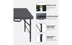 Table pliante 4 pieds, table pliante portable robuste en plastique avec poignée, pieds antidérapants, imperméable, facile à nettoyer