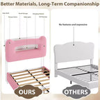 Cadre de lit double rembourré avec tête de lit de rangement à 2 niveaux, lit plateforme LED avec station de charge et tiroir pour enfants/filles/garçons, pas besoin de sommier tapissier