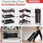 Chariot utilitaire pliable robuste de 80 kg, Chariot de service pliable avec roues pivotantes à 360°, Poignée ergonomique rouge