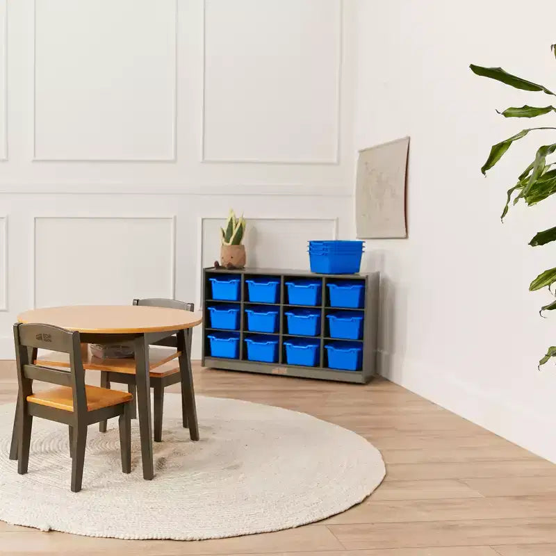 Meuble de rangement mobile ECR4Kids à 12 casiers et 15 bacs Scoop Front, 3x4, mobilier pour enfants