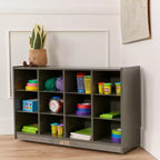 Meuble de rangement mobile ECR4Kids à 12 casiers et 15 bacs Scoop Front, 3x4, mobilier pour enfants
