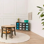 Meuble de rangement mobile ECR4Kids à 12 casiers et 15 bacs Scoop Front, 3x4, mobilier pour enfants