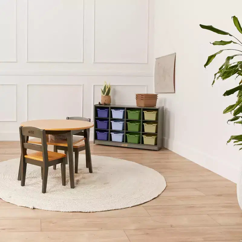 Meuble de rangement mobile ECR4Kids à 12 casiers et 15 bacs Scoop Front, 3x4, mobilier pour enfants