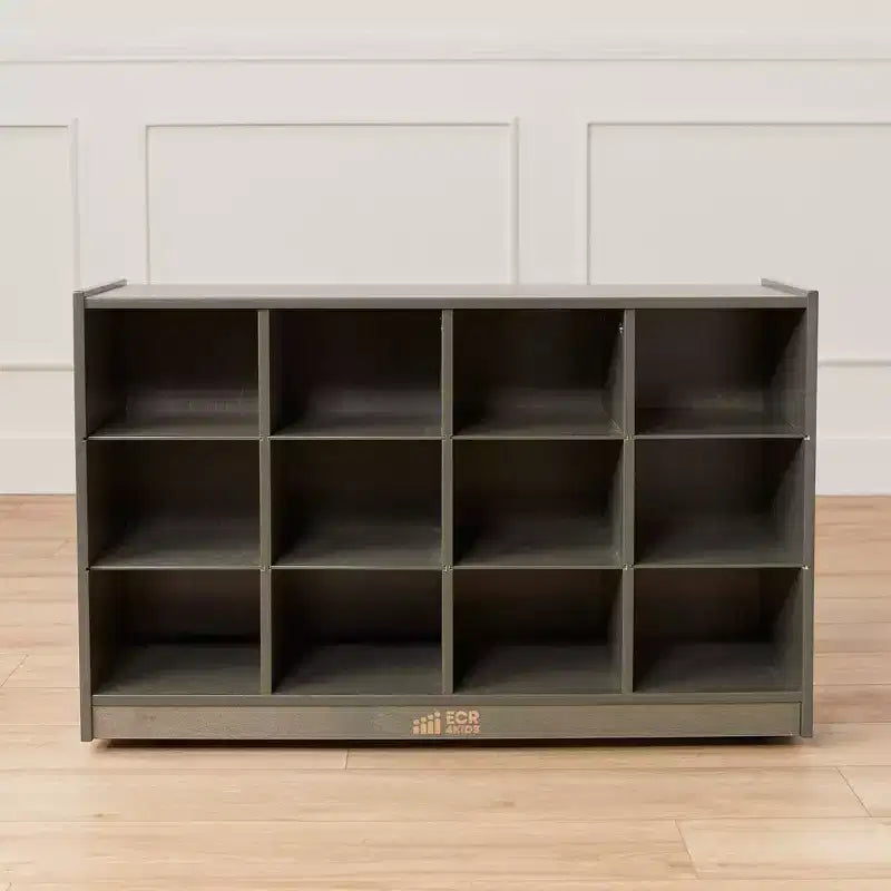Meuble de rangement mobile ECR4Kids à 12 casiers et 15 bacs Scoop Front, 3x4, mobilier pour enfants
