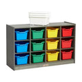 ECR4Kids 12 Cubby Mobile Tray Cabinet and 15 Scoop Front Bins, 3x4, Kids Furniture