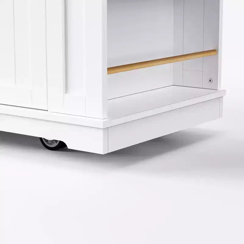 Îlot de cuisine de 48 po avec abattant, prise de courant, étagère de rangement interne, 2 tiroirs, chariot roulant sur 5 roulettes avec 5 étagères latérales ouvertes