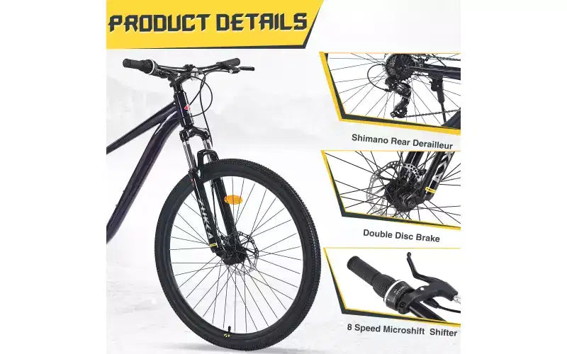 27.5 Inch Wheels 8 Speed Mountain Bike, for Men Women Boys and Girls, Front Suspension, Steel Frame