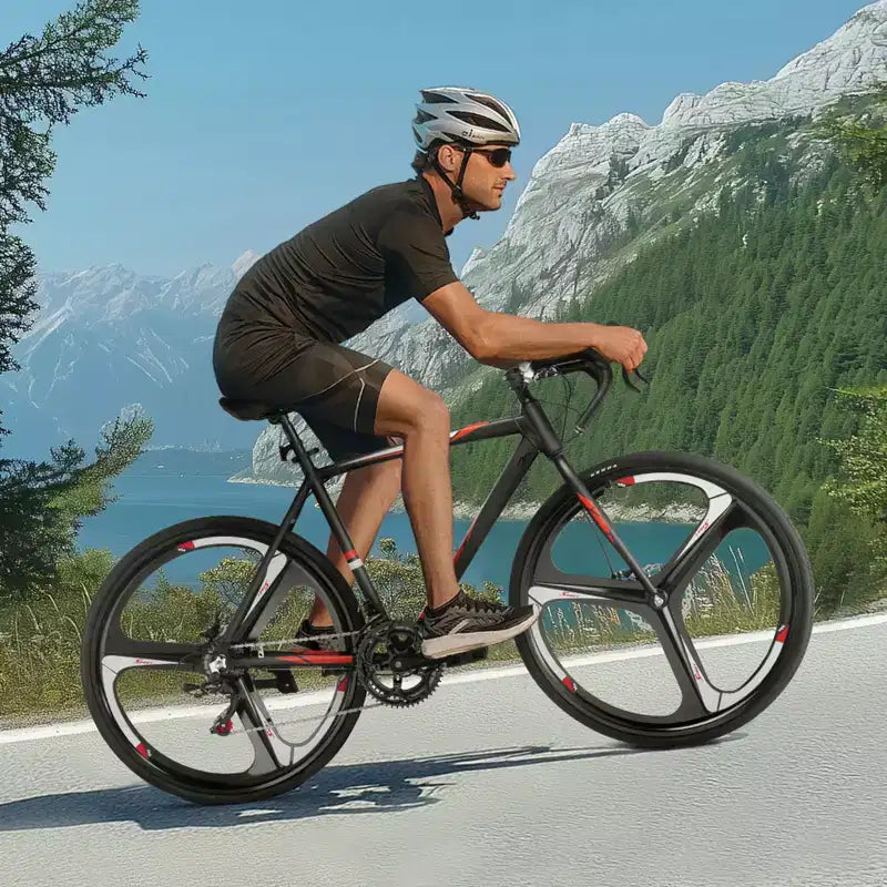 VEVOR Road Bike, 700C Wheels Racing Bike, SHIMANO 14 Speeds Drivetrain City Commuter Road Bicycle with Aluminum Alloy Frame, Drop Bar, Black