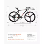VEVOR Road Bike, 700C Wheels Racing Bike, SHIMANO 14 Speeds Drivetrain City Commuter Road Bicycle with Aluminum Alloy Frame, Drop Bar, Black