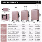 Ensembles de valises rigides 5 pièces, bagages rigides légers avec roulettes pivotantes, valises enregistrées 20/24/28 pouces + 2 sacs