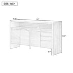 Luxystar Buffet de cuisine moderne 60" avec étagère ouverte et tiroirs, noir