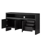 Luxystar Buffet de cuisine moderne 60" avec étagère ouverte et tiroirs, noir
