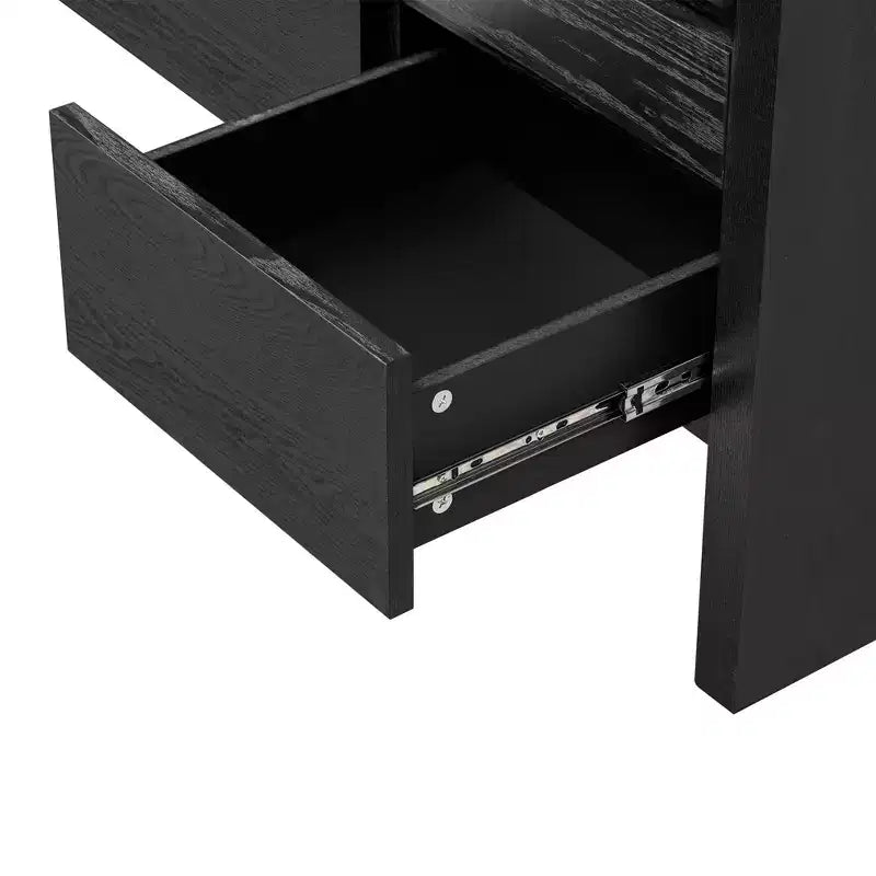 Luxystar Buffet de cuisine moderne 60" avec étagère ouverte et tiroirs, noir