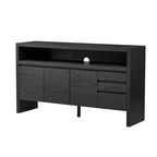 Luxystar Buffet de cuisine moderne 60" avec étagère ouverte et tiroirs, noir