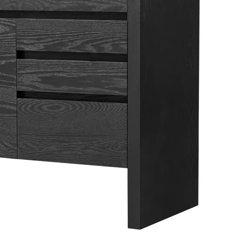 Luxystar Buffet de cuisine moderne 60" avec étagère ouverte et tiroirs, noir