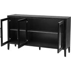 Meuble de rangement en bois Acekool, Buffet d'appoint avec étagère réglable et 3 portes vitrées, Table console pour salon, entrée, cuisine, Gris