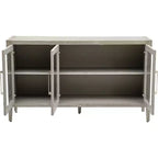 Meuble de rangement en bois Acekool, Buffet d'appoint avec étagère réglable et 3 portes vitrées, Table console pour salon, entrée, cuisine, Gris