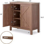 Acekool Sideboard Buffet Cabinet with Adjustable Shelves, 2-Door Farmhouse Console Table for Kitchen, Coffee Bar, Dining Room, 35.5H x 30L x 14W