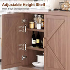 Acekool Sideboard Buffet Cabinet with Adjustable Shelves, 2-Door Farmhouse Console Table for Kitchen, Coffee Bar, Dining Room, 35.5H x 30L x 14W