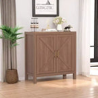 Acekool Sideboard Buffet Cabinet with Adjustable Shelves, 2-Door Farmhouse Console Table for Kitchen, Coffee Bar, Dining Room, 35.5H x 30L x 14W