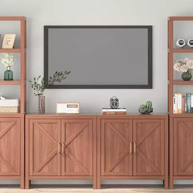 Acekool Sideboard Buffet Cabinet with Adjustable Shelves, 2-Door Farmhouse Console Table for Kitchen, Coffee Bar, Dining Room, 35.5H x 30L x 14W