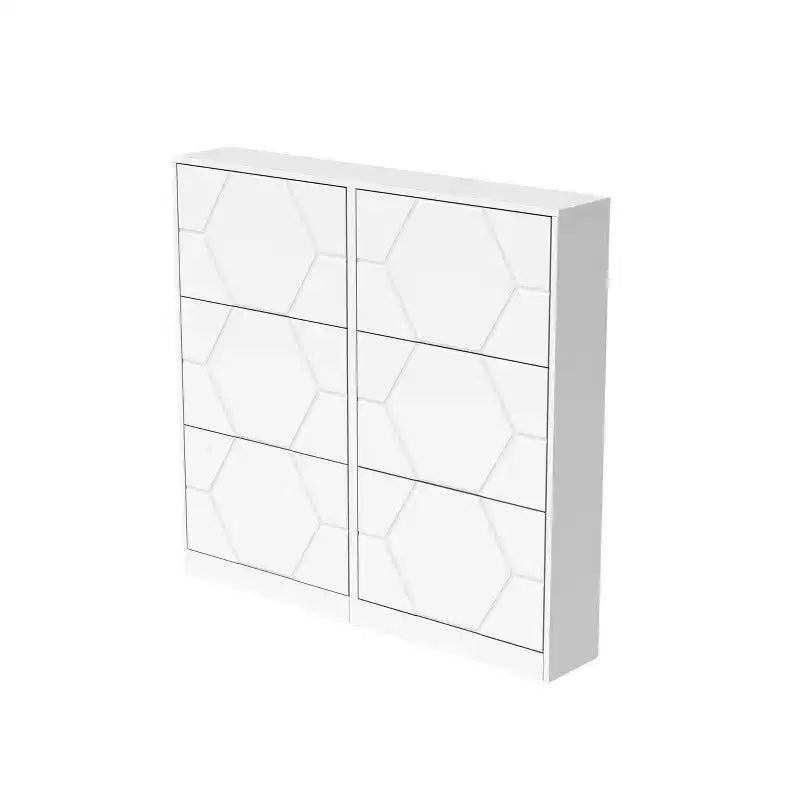 Meuble à chaussures Okak, Organiseur de chaussures autoportant avec 6 tiroirs à abattant, Meuble de rangement à chaussures pour entrée, salon, couloir, Blanc