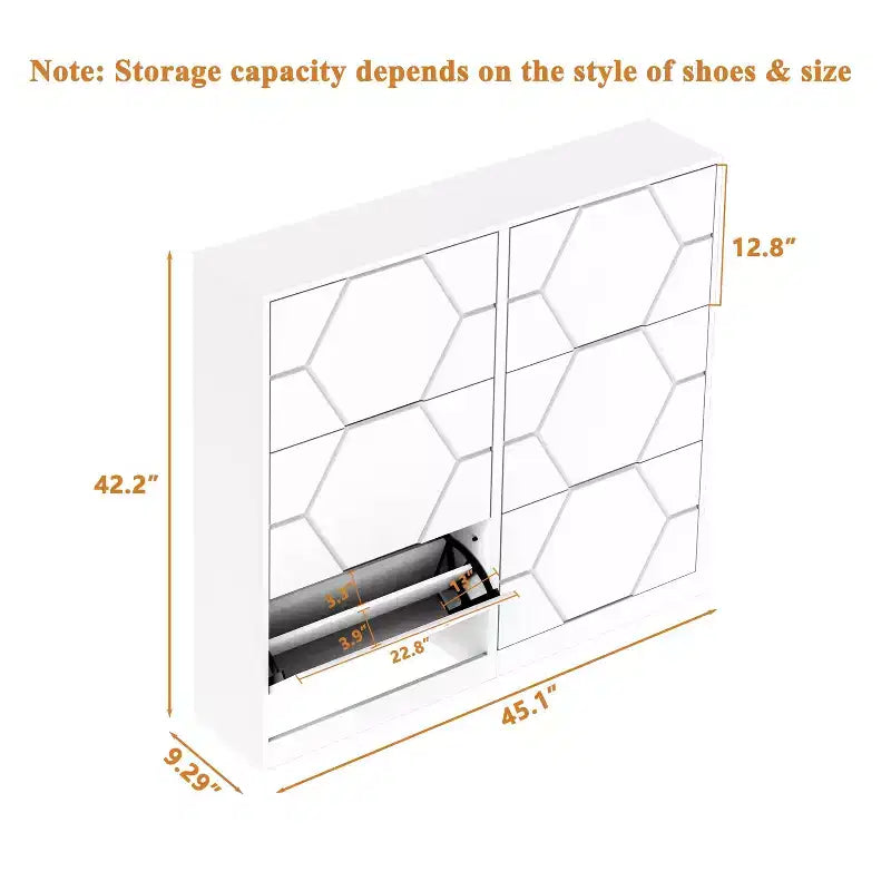 Meuble à chaussures Okak, Organiseur de chaussures autoportant avec 6 tiroirs à abattant, Meuble de rangement à chaussures pour entrée, salon, couloir, Blanc