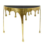Table Console Sofa Royal Hampton | Dessus en verre demi-lune 36,25 po | Motif de coulure | Fonte d'aluminium
