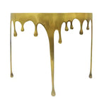 Table Console Sofa Royal Hampton | Dessus en verre demi-lune 36,25 po | Motif de coulure | Fonte d'aluminium