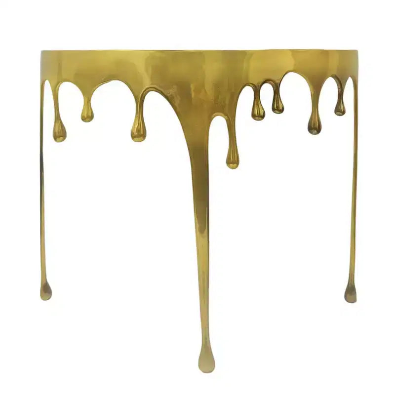Table Console Sofa Royal Hampton | Dessus en verre demi-lune 36,25 po | Motif de coulure | Fonte d'aluminium