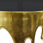 Table Console Sofa Royal Hampton | Dessus en verre demi-lune 36,25 po | Motif de coulure | Fonte d'aluminium