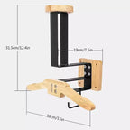 TROPOW Helmet Holder, Multi-Functional Wooden Motorcycle Helmet Stand with Heavy Duty Metal Frame, Wall Mounted Coat Rack for Hallway