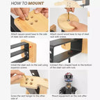 TROPOW Helmet Holder, Multi-Functional Wooden Motorcycle Helmet Stand with Heavy Duty Metal Frame, Wall Mounted Coat Rack for Hallway
