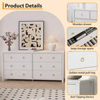 Dresser for Bedroom with 6 Drawers, Wooden Chest with Clothes Storage CabinetWide Dresser with Chest of Drawers,Black