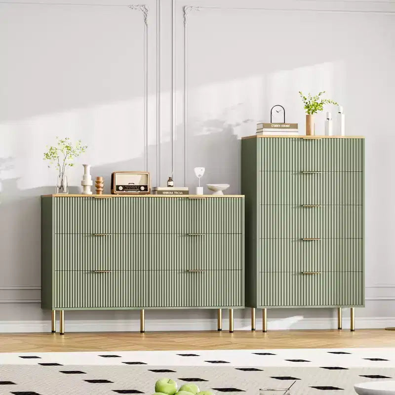 Bedroom Dresser with 6 Drawers, Wood Dressers for Closet, Dresser of Drawers with Handle, Bedroom Furniture Storage Organizer for Hallway