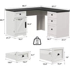 Bureau d'angle style ferme de 60 pouces en L - Tiroirs de classement et meuble de rangement, bureau d'ordinateur d'angle pour bureau à domicile