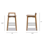 Tabourets de bar Okak en bois de frêne blond naturel, hauteur comptoir pour salles à manger, tabourets de bar bas minimalistes sans accoudoirs