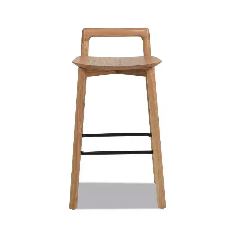 Tabourets de bar Okak en bois de frêne blond naturel, hauteur comptoir pour salles à manger, tabourets de bar bas minimalistes sans accoudoirs