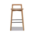 Tabourets de bar Okak en bois de frêne blond naturel, hauteur comptoir pour salles à manger, tabourets de bar bas minimalistes sans accoudoirs