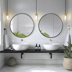 MAYEERTY Hanging Mirror Aluminum Alloy Thin Edge Black Round 35x35x1in