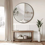 MAYEERTY Hanging Mirror Aluminum Alloy Thin Edge Black Round 35x35x1in