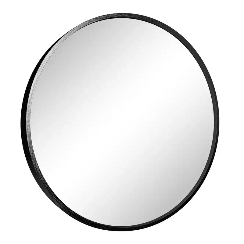 MAYEERTY Hanging Mirror Aluminum Alloy Thin Edge Black Round 35x35x1in