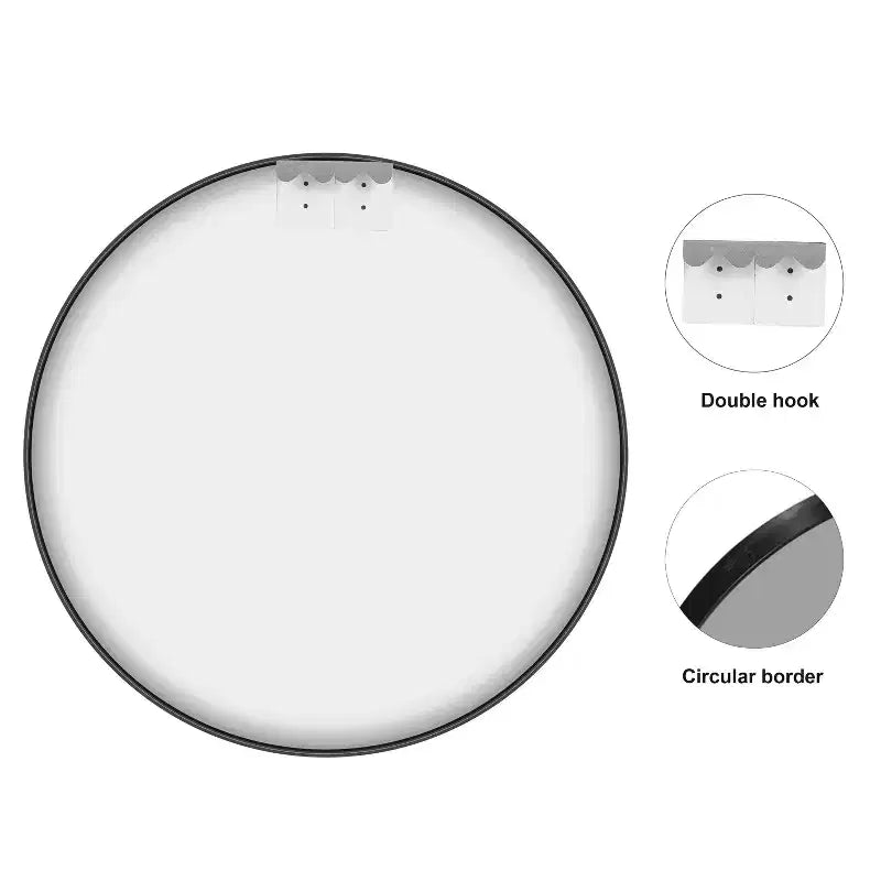 MAYEERTY Hanging Mirror Aluminum Alloy Thin Edge Black Round 35x35x1in