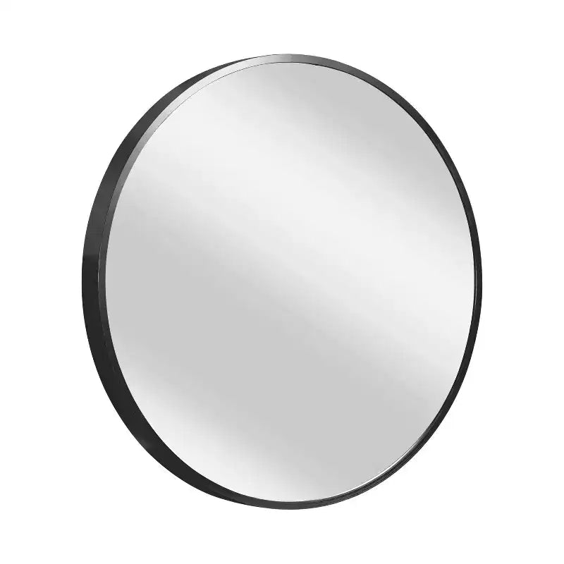 MAYEERTY Hanging Mirror Aluminum Alloy Thin Edge Black Round 35x35x1in