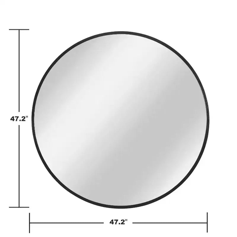 MAYEERTY Hanging Mirror Aluminum Alloy Thin Edge Black Round 35x35x1in